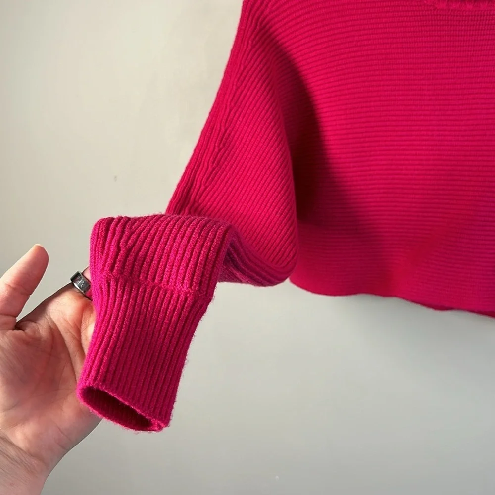 NWT House Of Harlow 1960 Pink Long Sleeve Cropped Turtleneck Sweater Size XS